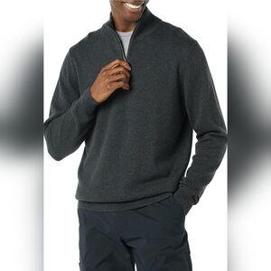 Flag & Anthem Men's Charcoal Gray 1/4 Zip Mock Neck Long Sleeve Pullover MED